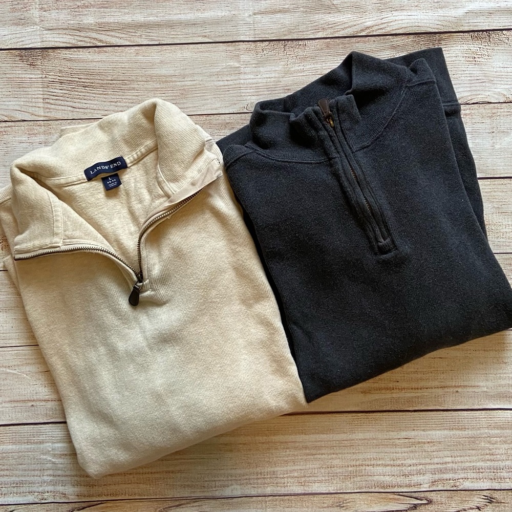 Two Lands End - 1/4 Zip Sweaters - size large